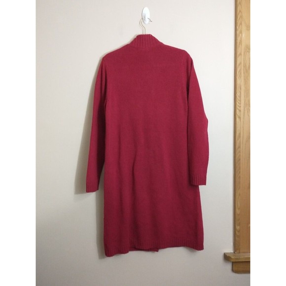 Orvis Womens 100% Shetland Wool Cardigan Duster Size Small Dark Red Minimalist - Picture 2 of 5